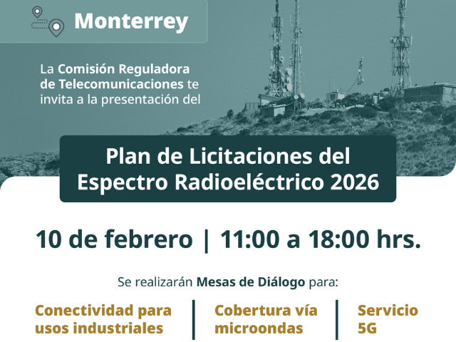CRT : Plan de Licitaciones del Espectro Radioel�ctrico 2026