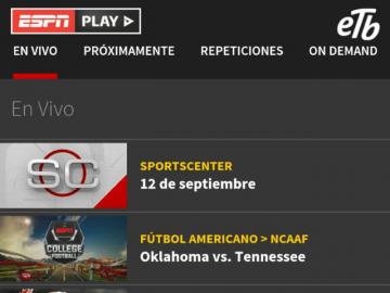 ESPN Play en vivo para clientes ETB